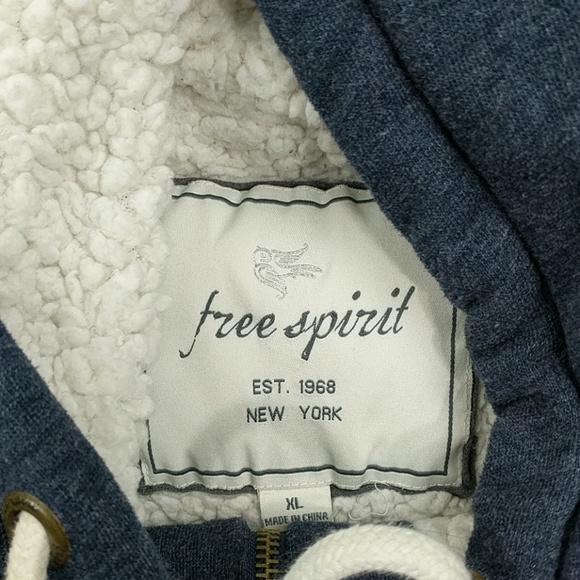 Free Spirit NYC Love University Full Zip Sweatshirt Hoodie Sherpa Hood Size XL - Picture 3 of 5